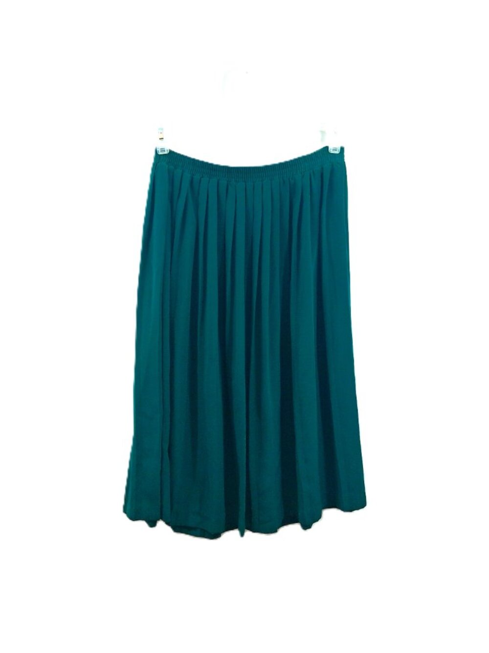 Vintage 90s Pleated Full Midi Skirt Dark Green Satin Alfred Dunner Petite 14P